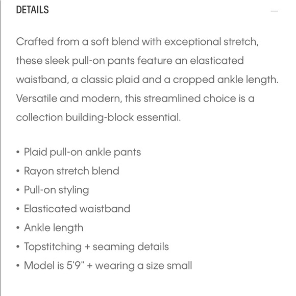 Calvin Klein plaid pull on ankle pants for women size S/P - Picture 4 of 7